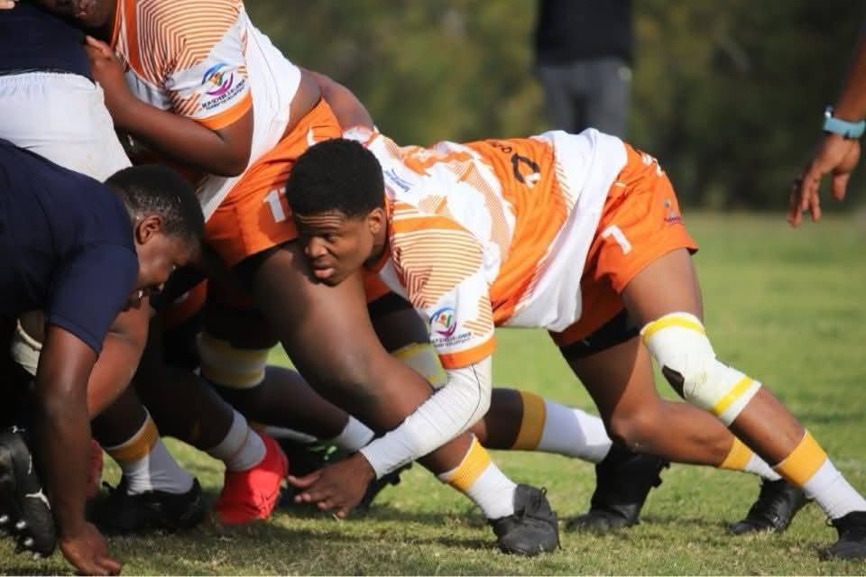 Close-up of a contested scrum during a match